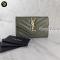 YSL Small envelope card holder green Caviar แบรนด์เนมมือสอง